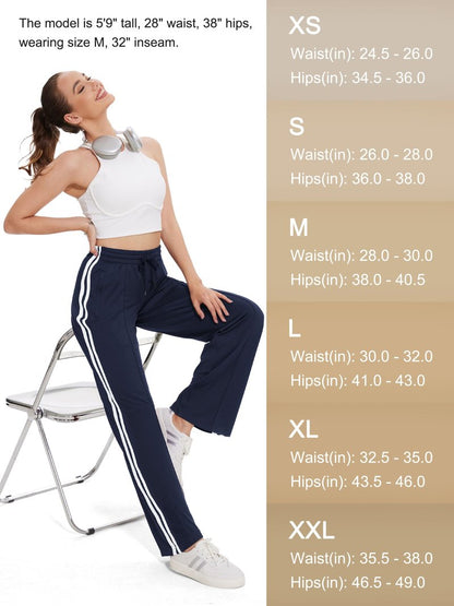 Tapata Women's 34" Inseam Tall Track Pants Loose Straight Leg Jogging Sweatpants Warm-Up Sports Athletic Running, Navy Blue, XXL