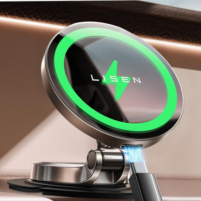 LISEN for iPhone 17 Magsafe Car Mount Charger, 15W Fast Charging Magnetic Wireless Car Charger [Mini & Metal], 2025 Ultra Magnetic Car Phone Holder Dashboard for iPhone 17 Pro Max Air 16 15 14