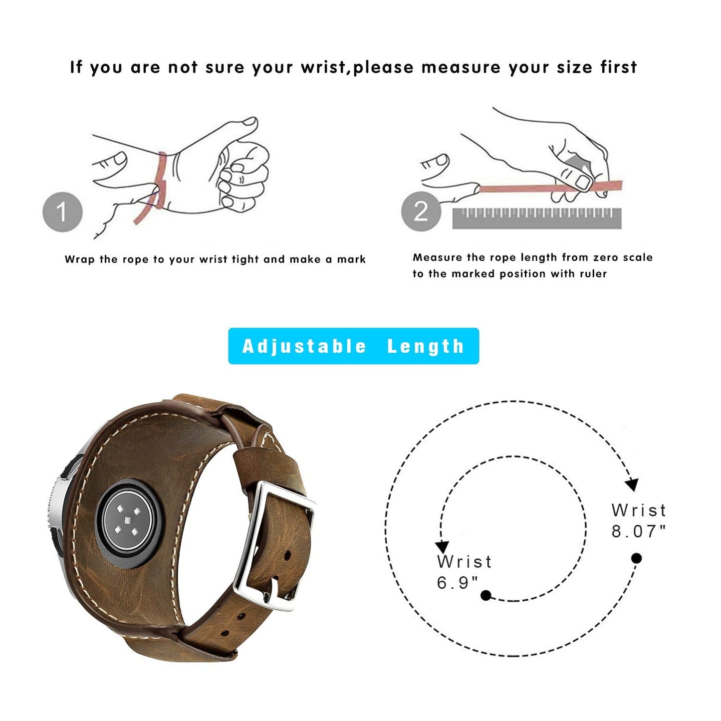 Leotop Compatible with Samsung Galaxy Watch 46mm/Gear S3 Frontier/Galaxy Watch 3 45mm /Classic Strap, 22mm Replacement Genuine Leather Cuff Band with Stainless Steel Buckle for Men Women (Coffe)