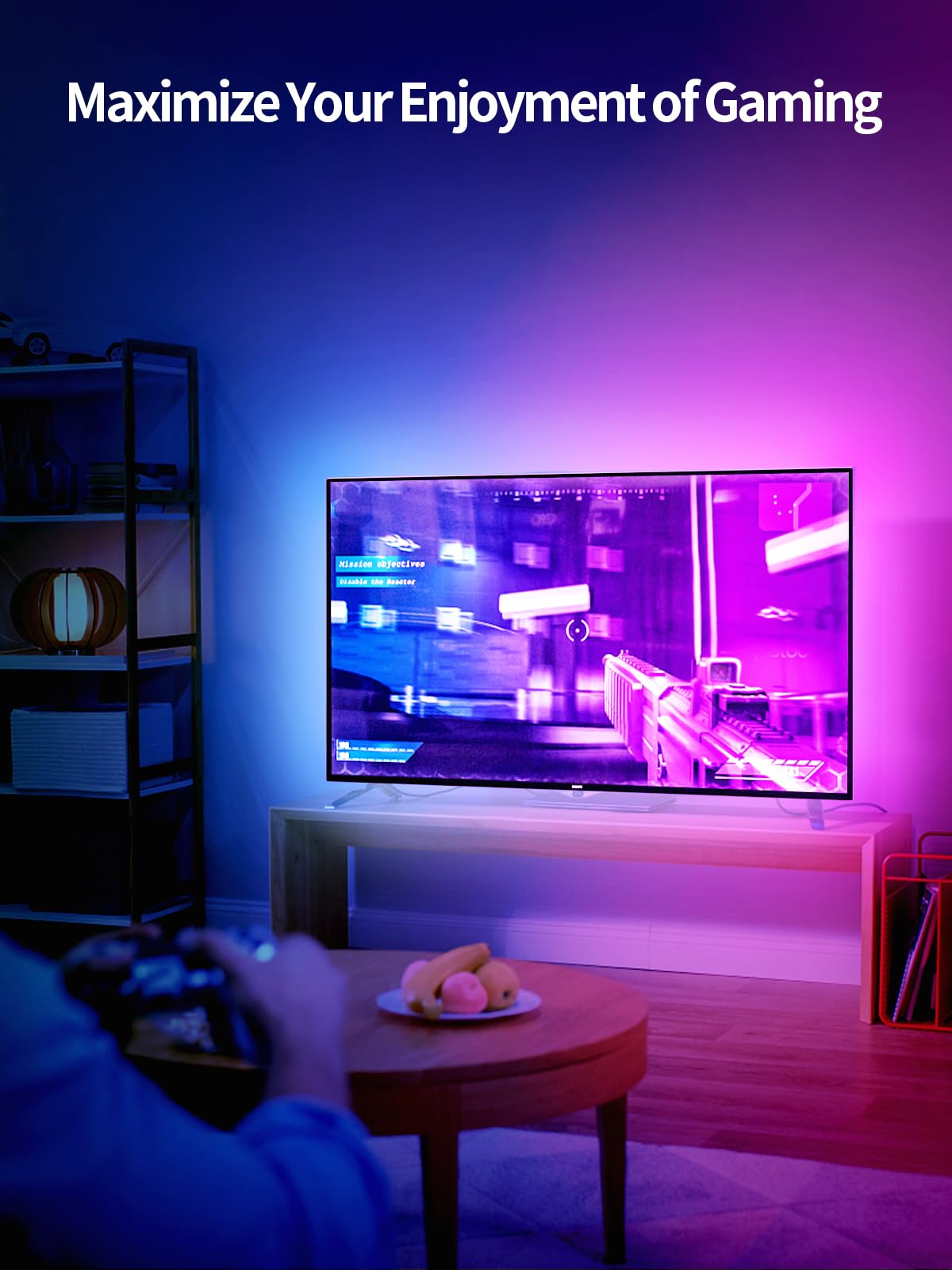 KANTUTOE LED Lights for TV, 23ft Backlights for 75-100in TV, RGB Backlight with Music Sync Bluetooth APP and Remote Control, USB Powered LED Strip for Bedroom Home Decor