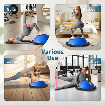 Vtory Foldable Balance Ball, Upgrate Half Ball Balance Trainer, 1300 lbs Capacity Stability Ball, 23.5 Inch Yoga Half Ball, with Resistance Band & Foot Pump, No-slip