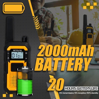 Retevis RB48 Walkie Talkies for Adults, with G-Type Earpiece, MIL-STD 810H, Advanced Triple Proof, Support VOX, 2000mAh, Emergency Alert, Vibration Reminder, Heavy Duty Two Way Radios(2 Pack)