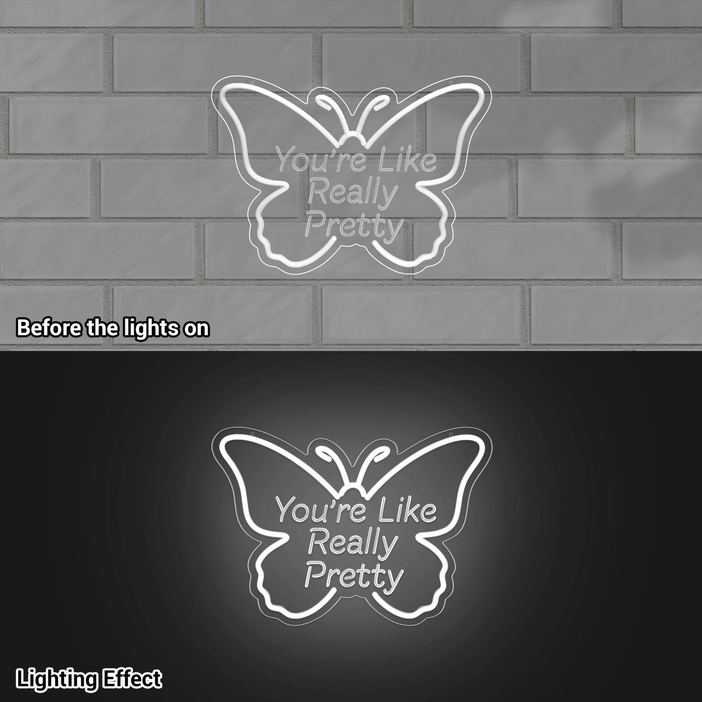 LMHSE You're Like Really Pretty Neon Sign, LED Neon Signs for Wall Decor Dimmable Aesthetic Butterfly Room Decor for Teen Girl, Bedroom, Wedding Decor, Gift for Birthday, Christmas (White)