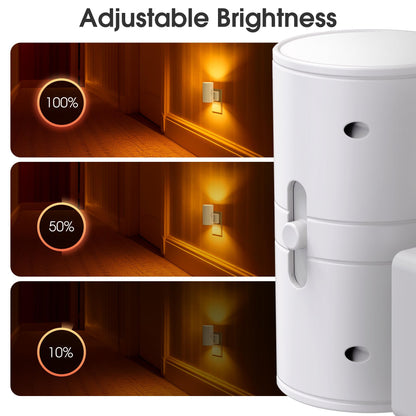 Briignite Night Lights Plug into Wall, Modern LED Night Light Plug in, Dusk to Dawn Sensor, Soft White 3000K, 0-100LM Adjustable Brightness, Dimmable NightLight for Hallway, Bedroom, Stairway, 2 Pack