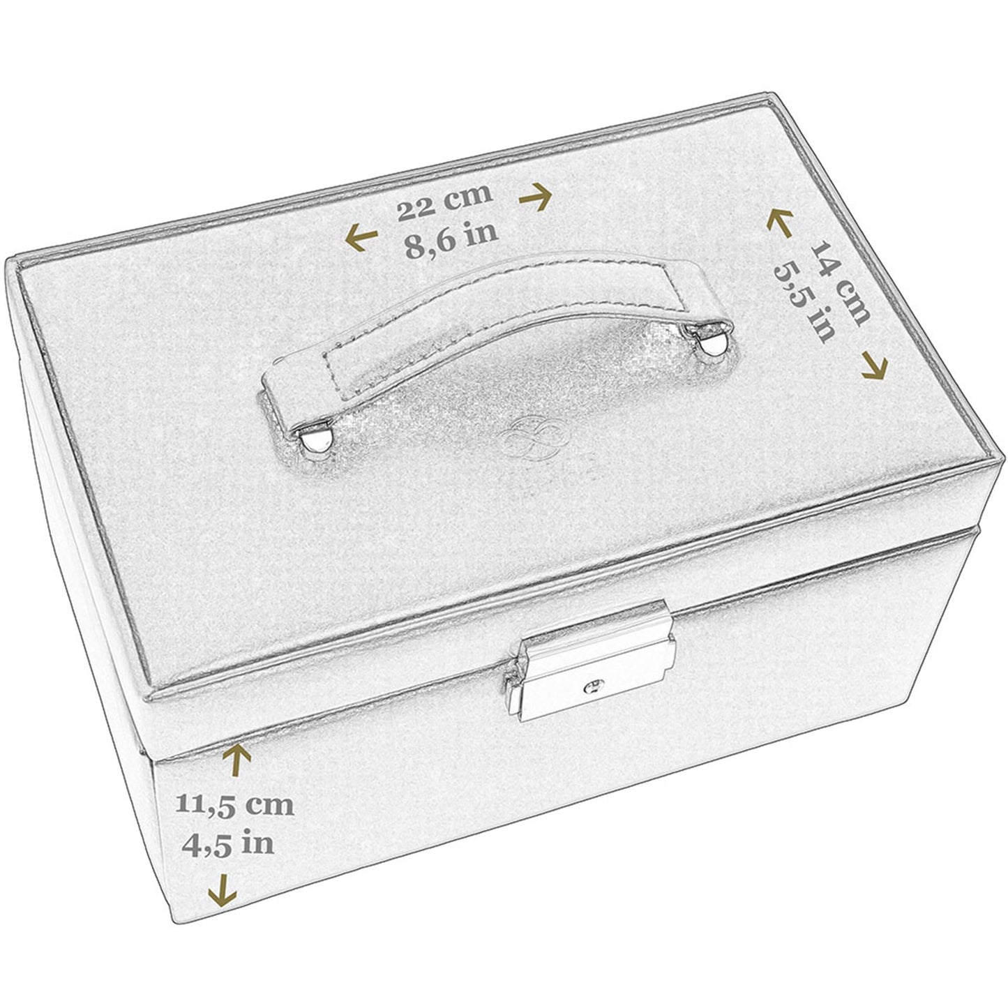 Time Resistance Jewelry Box - Full Grain Leather Jewellery Organizer - Accessories Storage - Key Lock Box for Women (Blue)