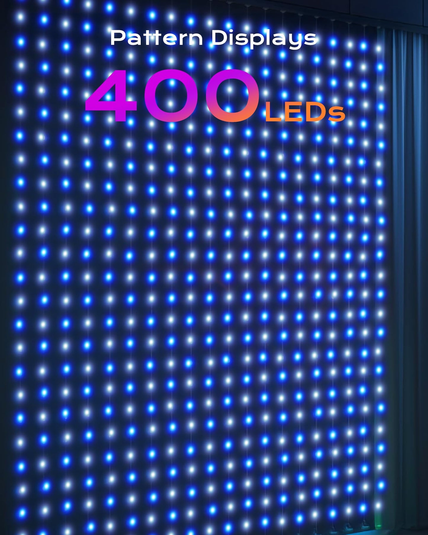 Brightown 400 RGBIC LED Smart Curtain Fairy Lights, 6.6x6.6ft Dynamic Color Changing Christmas String Lights with Remote, IP65 Waterproof Smart Wall Window Lights for Bedroom Living Room Garage