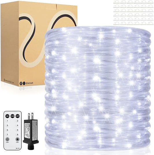118 FT 480 LED Rope Lights for Outside, 0.45IN Dia. Rope Light Plug in Waterproof Outdoor String Lights for Garden, Tree, RV, Patio, Holiday Decoration, Party (Cool White)