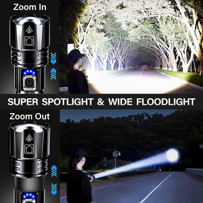 AKNEAR Rechargeable LED Flashlight 99000 High Lumens, Super Bright Flashlights with Zoomable & USB C Rechargeable & 5 Light Mode & IPX7 Waterproof, Powerful Flash Light for Home, Hiking, Camping