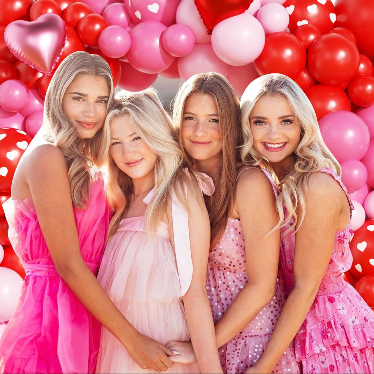 OTLGEUA Valentines Day Balloons Garland Arch Kit, Pink Red Valentines Day Party Decorations with XOXO LOVE Boxes for Women Girls Wedding Engagement Anniversary