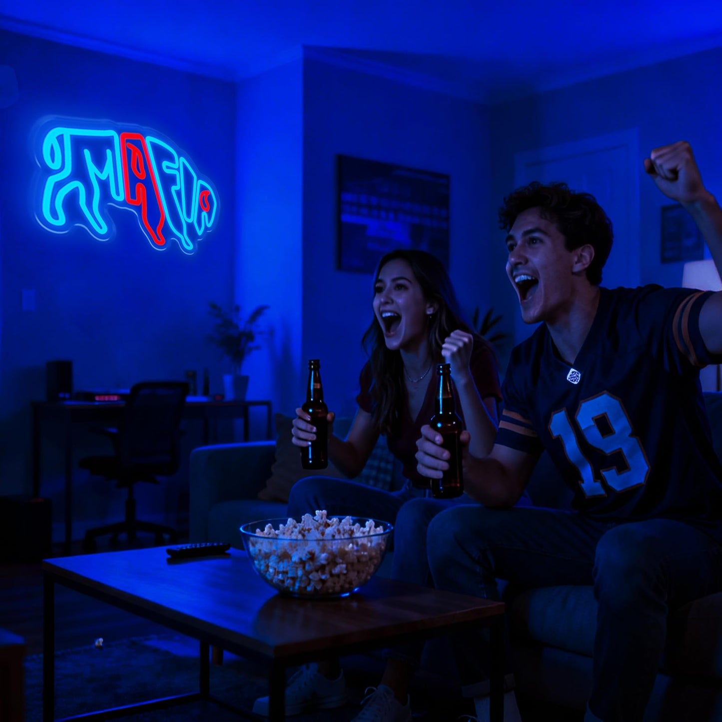 Football Team Neon Sign, Cool Dimmable Light Up Football Mafia Neon Merch USB Light Up Sign Bedroom Man Cave Game Room Home Bar Party Shop Decor Decoration for Kids Boys Birthday Christmas Gift (Maf 1)