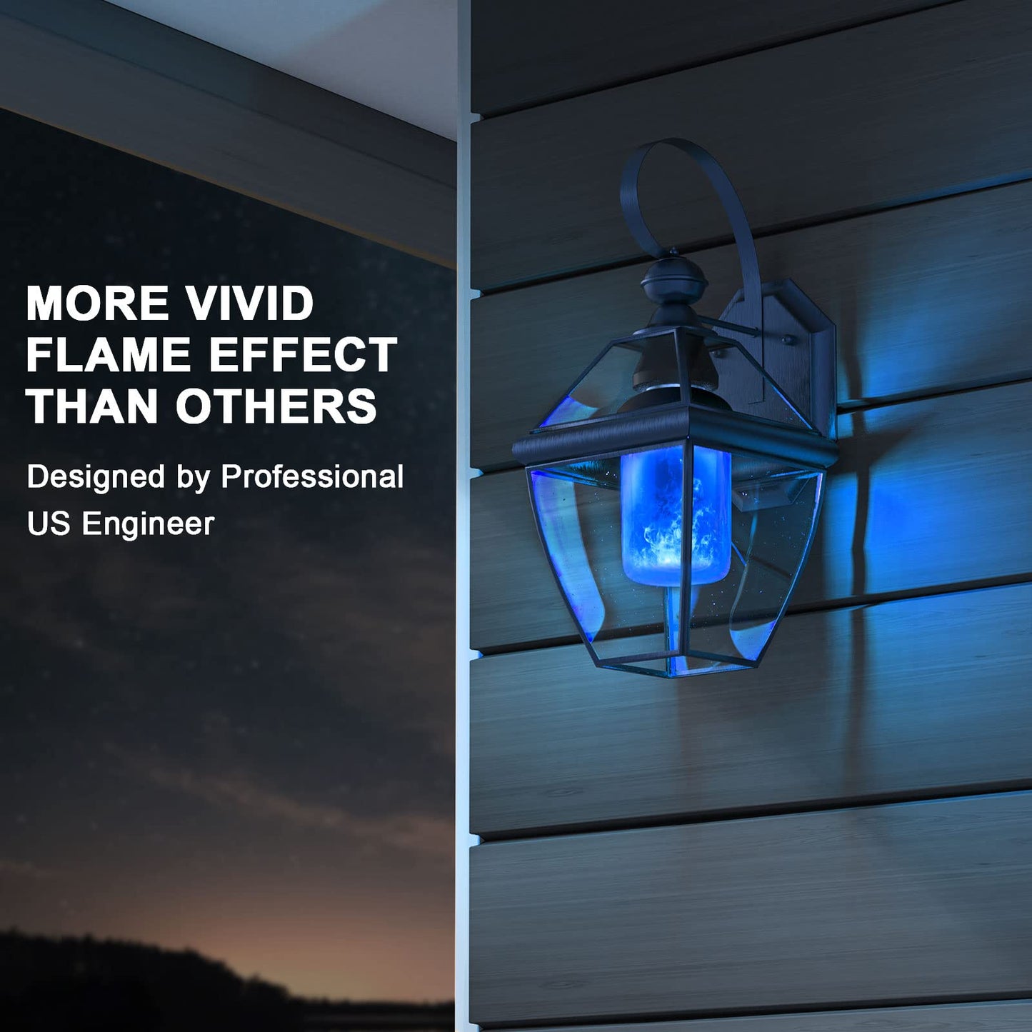 【Upgraded】Hompavo LED Flame Light Bulbs, 4 Modes Flickering Light Bulbs with Upside Down Effect, E26 Flame Bulb for Halloween Christmas Party Patio Porch Home Indoor Outdoor Decorations - 4 Blue