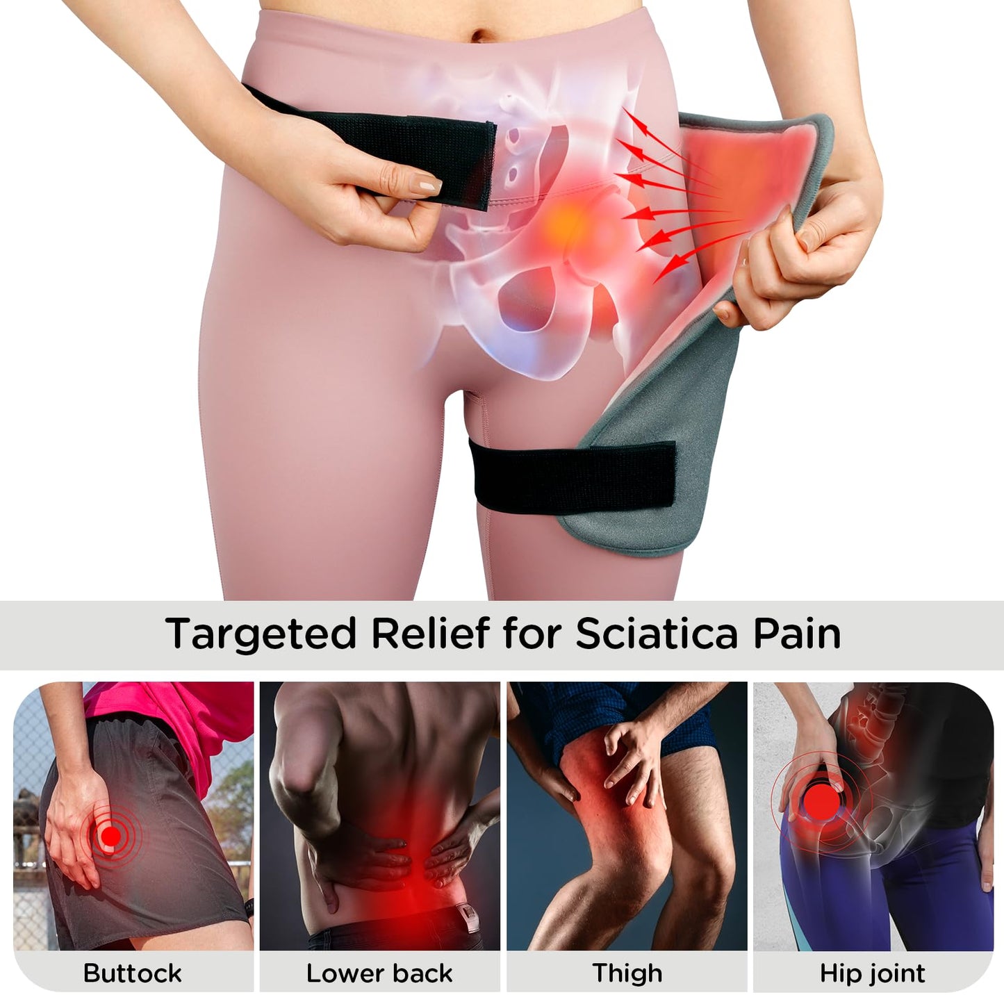 Comfytemp Hip Heating Pad for Hip Sciatica Pain Relief Brace, Birthday Christmas Gift for Mom Women Wife Men Dad, FSA Eligible Lower Back Thigh Buttock Electric HSA Heat Pad Hot Physical Therapy(L/XL)