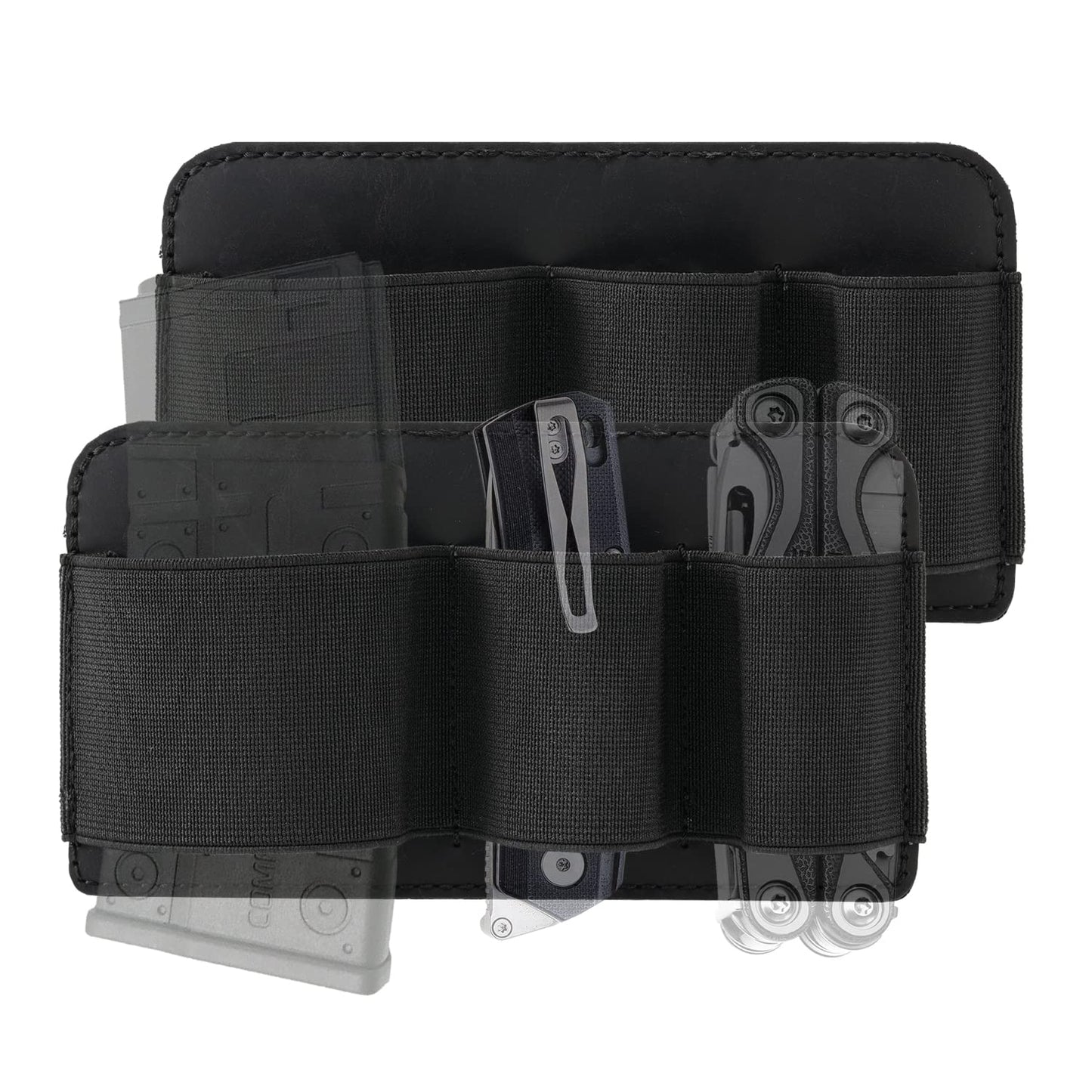 VIPERADE Tactical Modular Organizer, EDC Elastic Organizer Holder, Tool Insert Pouch, MOLLE Panel, Black Leather
