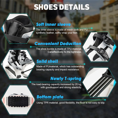 KPUKGJDK Kangaroo Jump Shoes for Women & Men – High Bounce Moon Shoes, Bouncy Jumping Boots for Exercise, Fitness, Weight Loss & Fun, Adjustable Fit, Low-Impact Rebounder Design(Black/White,XX-Large)