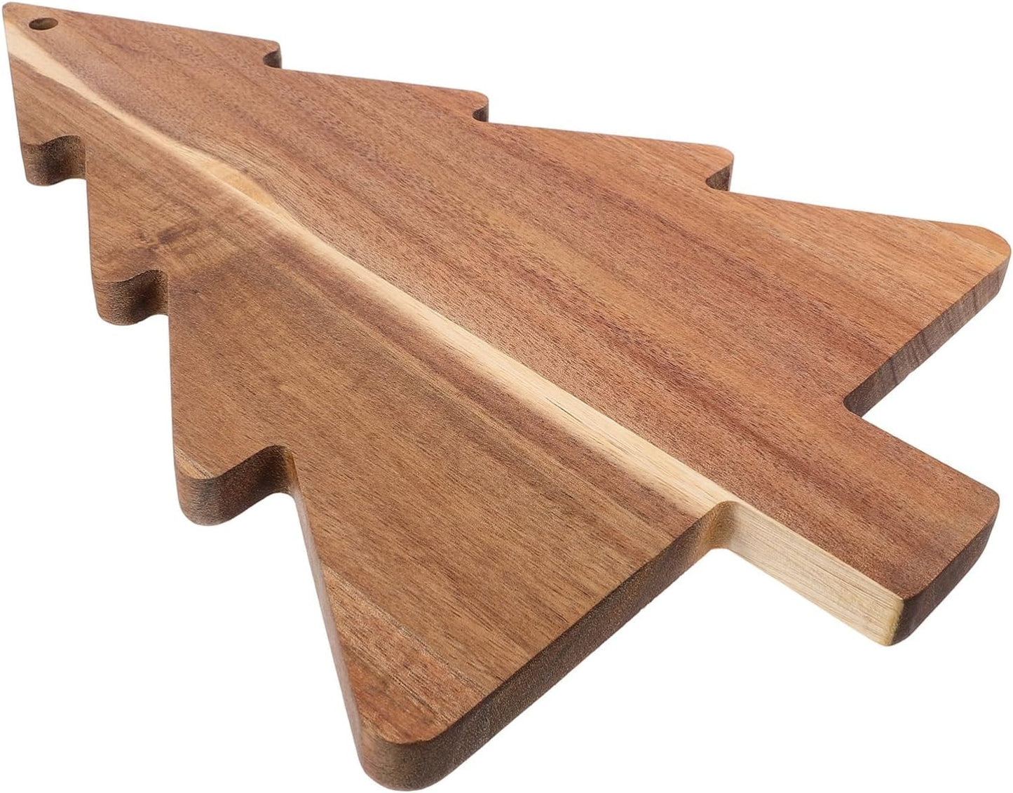 Christmas Tree Cutting Board, 14.9"x 9.4" Wooden Charcuterie Cheese Board, Acacia Serving Tray for Sushi, Dessert, Candy Dish