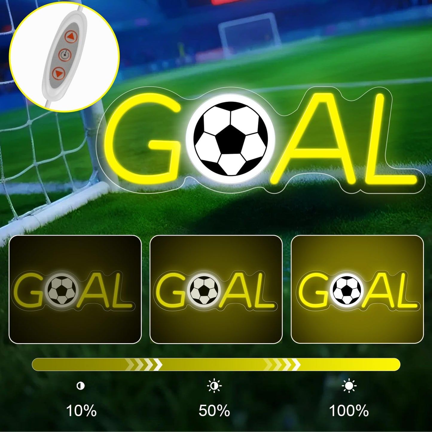 Soccer Neon Sign, Goal Neon Light for Wall Decor, Powered by USB Sport Theme Light Up Sign for Boys Girls Kids Game Room Bedroom Club Decor Kids Gifts