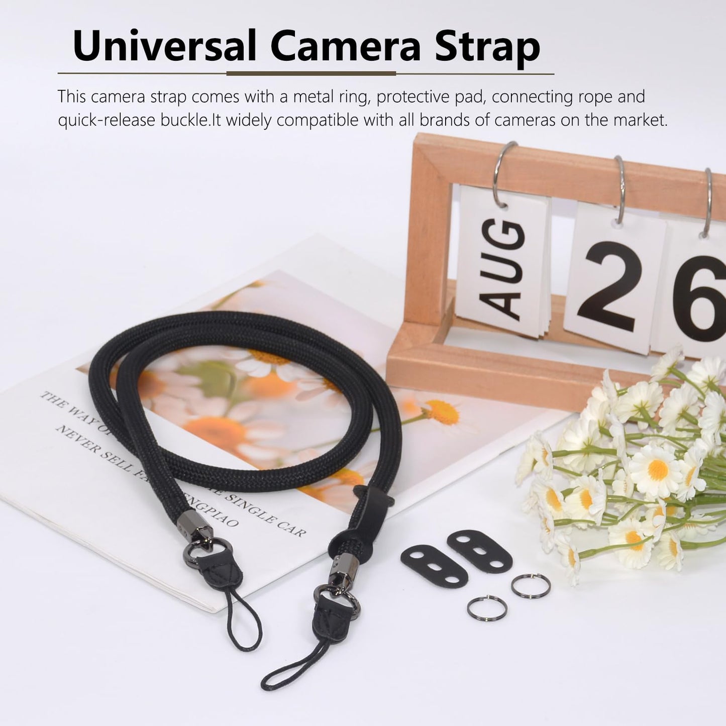 Aisnyho Universal Camera Shoulder Strap,Neck Camera Strap for Mirrorless DSLR SLR Camera,for Fuji X-M5 X100VI XT5 XT50 XT30 XT20 XT1 XT2 XT3 XT4, Black, One Size