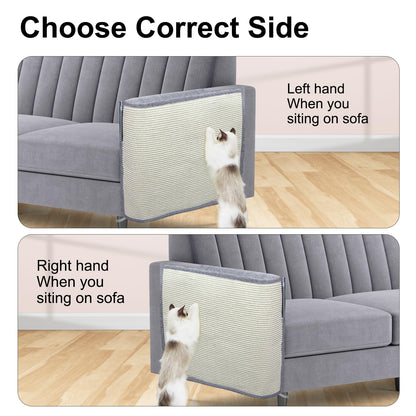 Upgraded Cat Scratch Furniture Protector,Cat Scratch Sofa Arm Sheild with Large Size Natural Sisal for Protecting Couch Sofa Chair Furniture (Light Grey, Left Hand)
