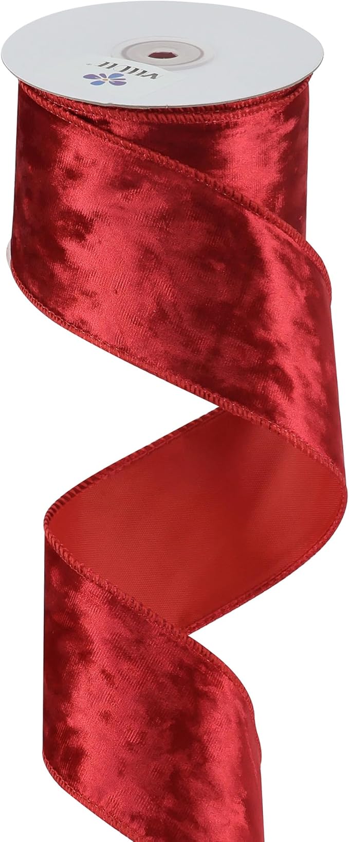 MEEDEE Red Velvet Wired Ribbon 2-1/2 inch Crushed Red Velvet Christmas Ribbon 10 Yards for Christmas Tree, Wreaths, Crafts Bow, Garlands, Gift Wrapping, Seasonal Decorations
