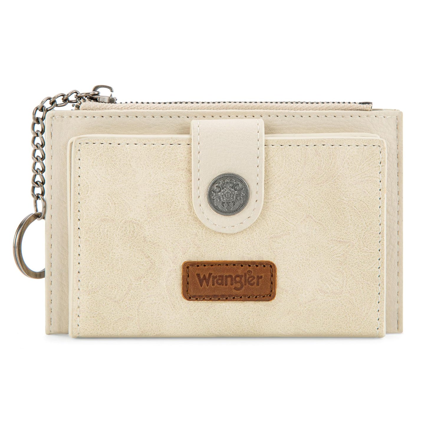 Montana West X Wrangler Keychain Wallet Western Tooled Credit Card Holder Slim Minimalist Wallet with Rfid Lining and Smooth Metal Zipper