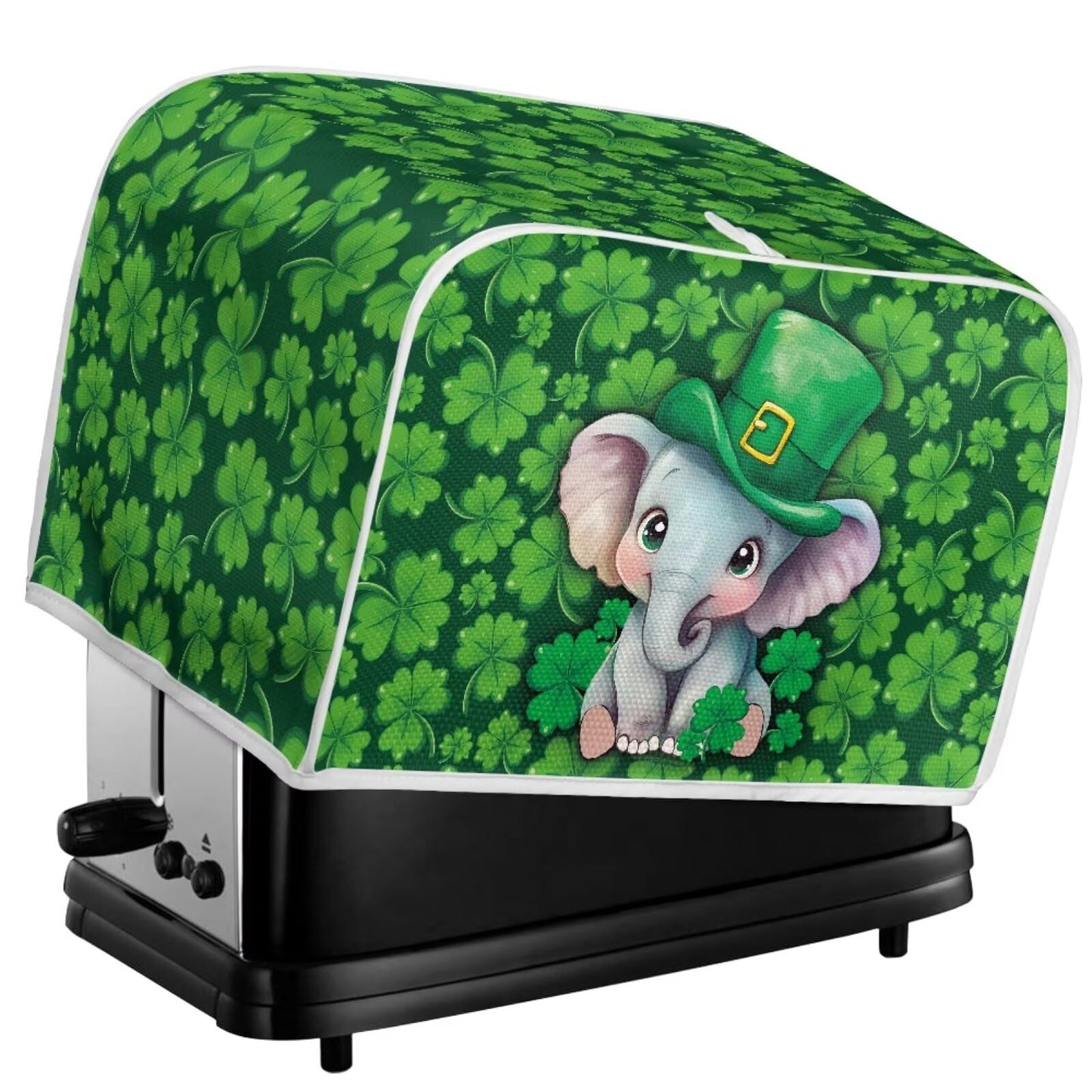 ASQVTIFE Shamrock Toaster Oven Cover for 4 Slice Kitchen St.Patrick Day Decor Elephant Toaster Oven Cover Fits for Most Standard 4 Slice Toasters Kitchen Food Dust Covers