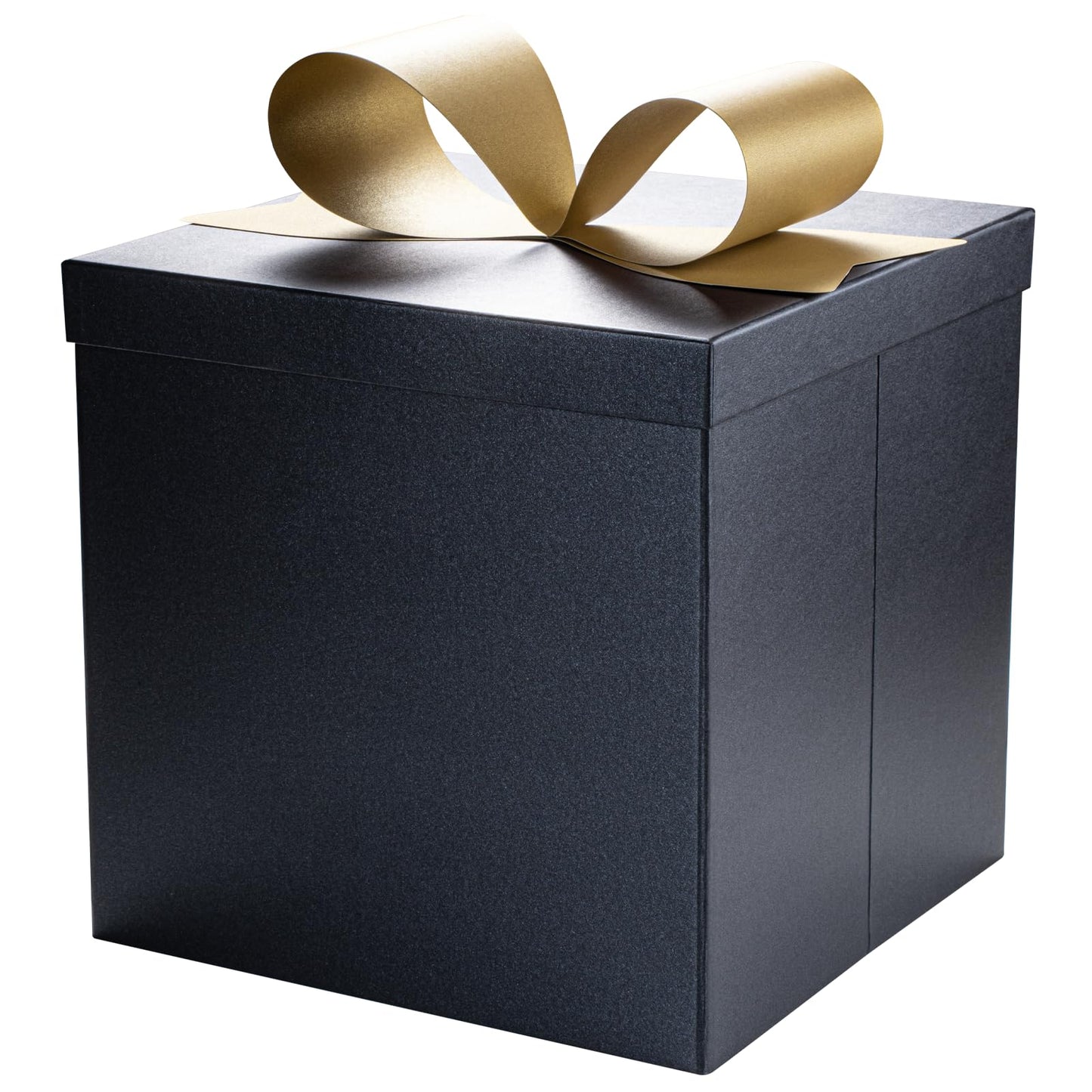 LaRibbons Large Gift Boxes with Lids, 10x10x10 Inches Black Square Foldable Gift Boxes for Birthday, Wedding, Christmas, Baby Shower, Party, All Occasion