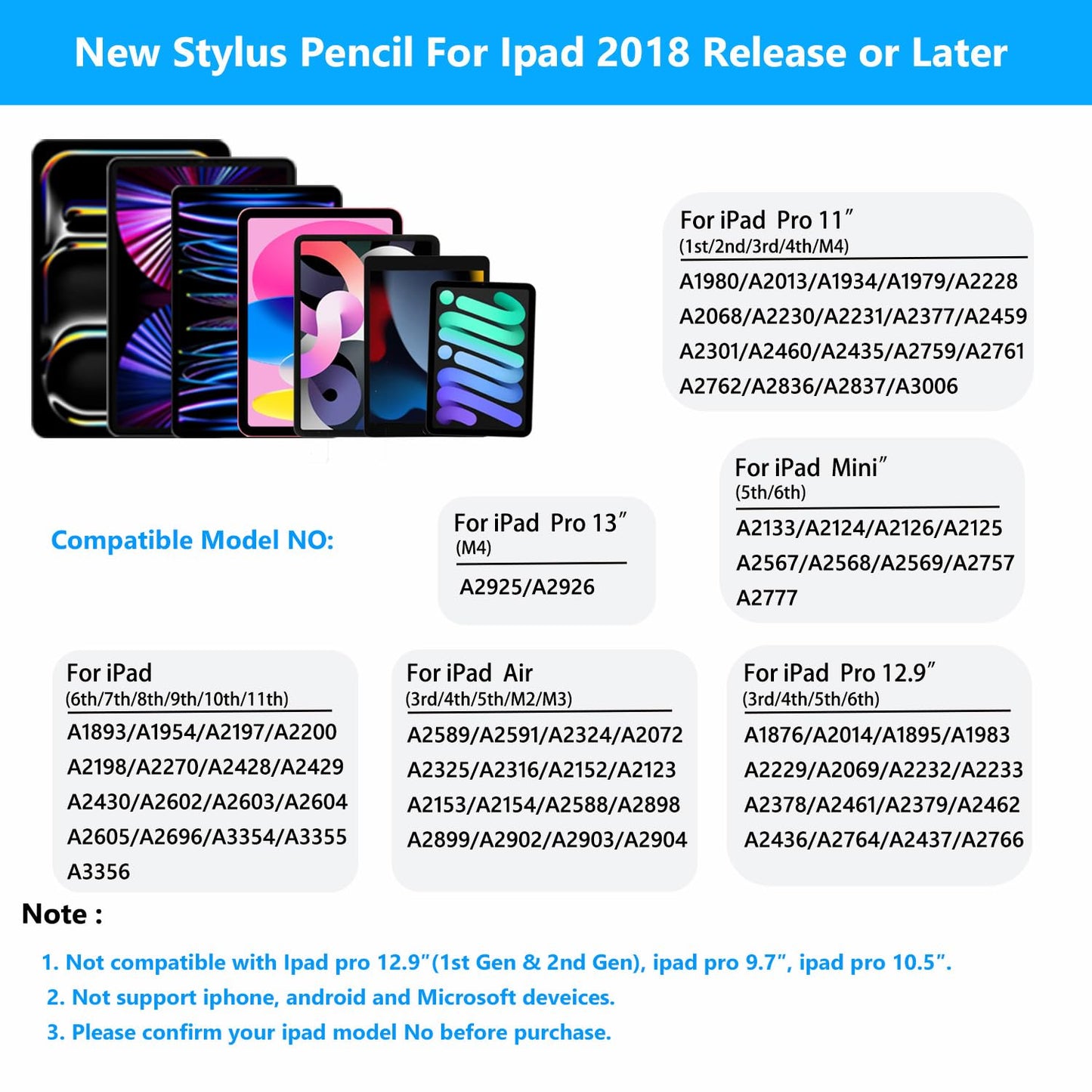 Stylus Pen for Apple iPad Pencil - iPad Pen A16 10th 9th 8th 7th 6th Gen for Apple Pencil 2nd Generation Compatible 2018-2025 iPad Pro M4 11-12.9 Inch iPad Air M2 M3 5th 4th 3rd Mini A17 6th 5th