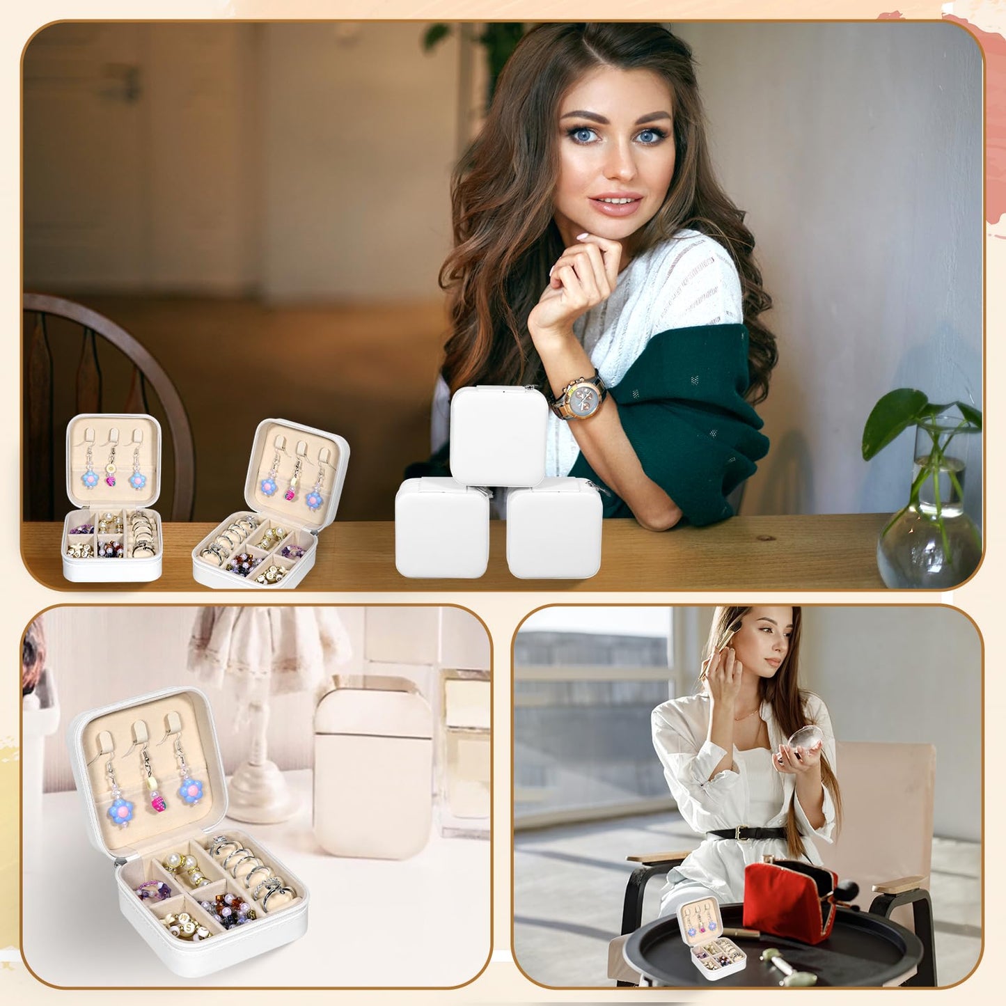 12 Pack Small Travel Jewelry Box Bulk Bridesmaid Proposal Gift Boxes Portable Mini Travel Jewelry Case PU Leather Earring Storage Box with Dividers for Women Girls Rings Necklace Earring Organizer