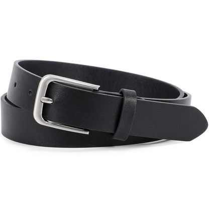 WHIPPY Women Casual Leather Belt for Jeans Pants, Fashion Ladies Waist Dress Belt (Fit Waist Size 37-42 Inches,Black)