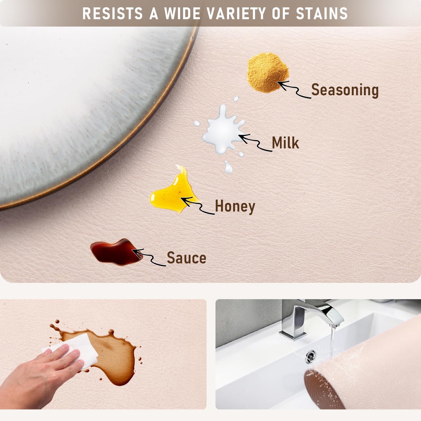 UnivoColors Placemats,Heat Resistant Placemats Set of 6 Washable 12 x 17 Inch,Waterproof Table Mats,Wipeable Pu Place Mats for Kitchen,Dining Room.Reddish Brown