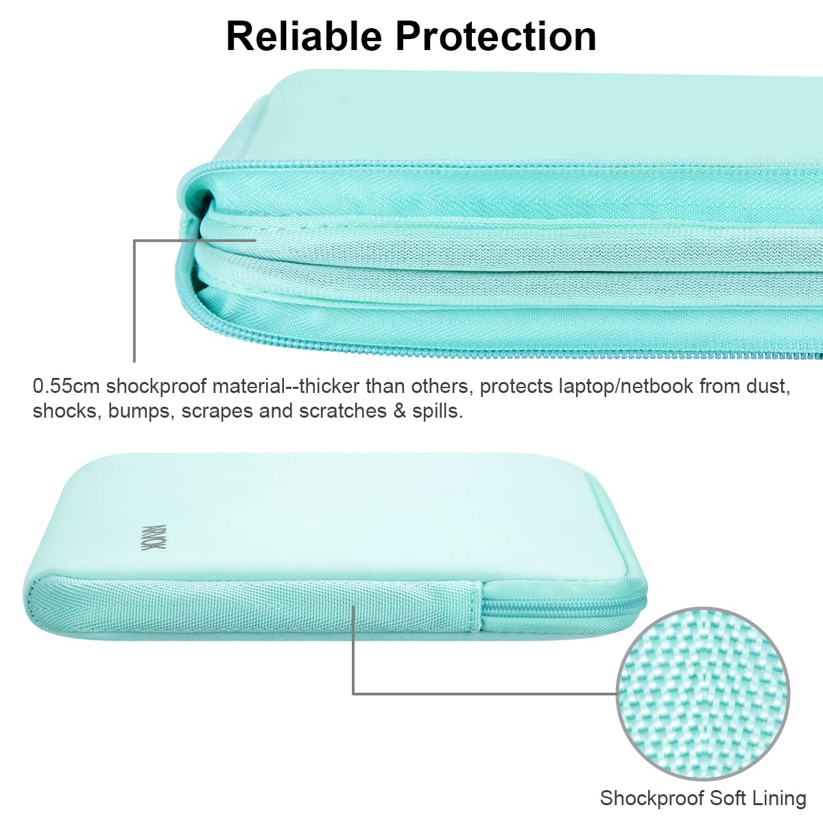 Arvok 11 11.6 12 Inch Laptop Sleeve Case for MacBook Air 12, Water-Resistant Neoprene Notebook Computer Tablet Sleeve, Carrying Bag Cover for Chromebook/HP/Dell/Lenovo/Asus/Acer, Light Green
