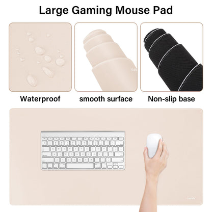 MOSISO Keyboard Mouse Pad Set, Large Gaming Mousepad&Keyboard Wrist Rest&Mouse Wrist Rest&Coaster, Ergonomic Non-Slip Mousepad&Easy Typing Cushion with Memory Foam for Home Office, Apricot