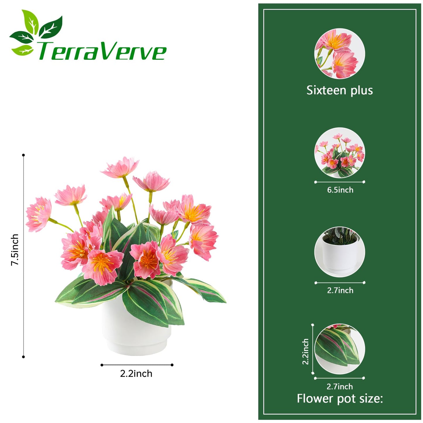TerraVerve Boho Style 4-Piece Silk Flower Arrangement | Realistic Artificial Plants with Vase | Daisy & Lily Pots | No Maintenance Required