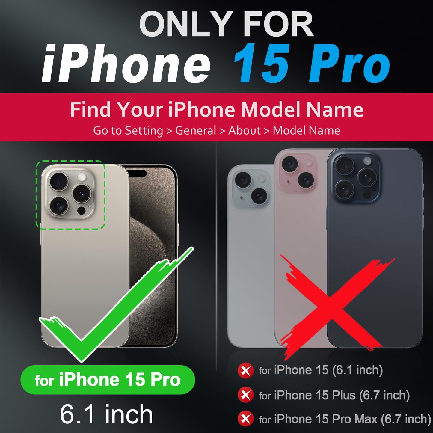 SHIELDON Genuine Leather Case for iPhone 15 Pro 6.1", Magnetic Wireless Charging - Slim Fit - Non-Slip - Metal Buttons - Shockproof Protective Phone Case Compatible with iPhone 15 Pro 2023 - Black