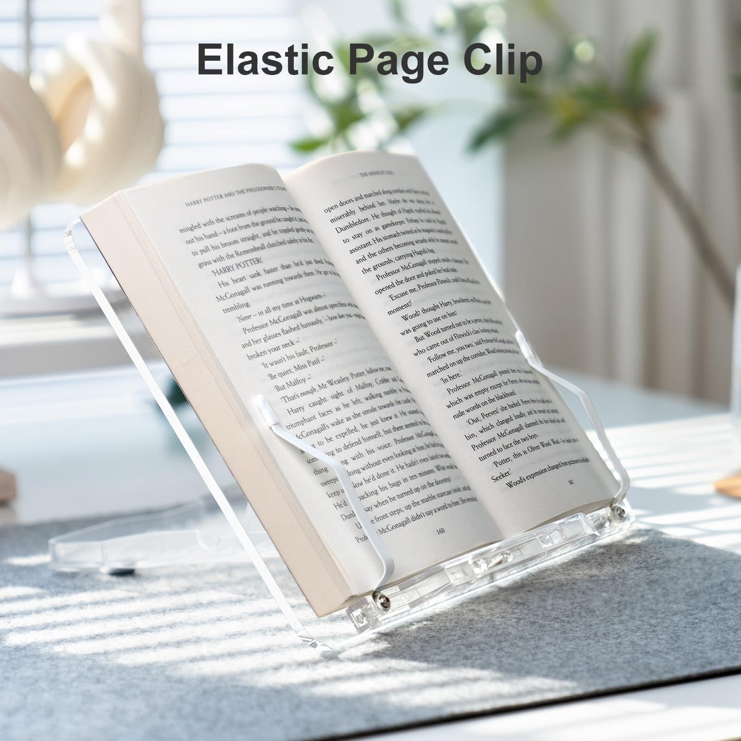 Acrylic Book Stand for Reading, Portable Book Holder for Desk, Angle Adjustable Textbook Stand for Document Recipe, Cookbook, Music Book