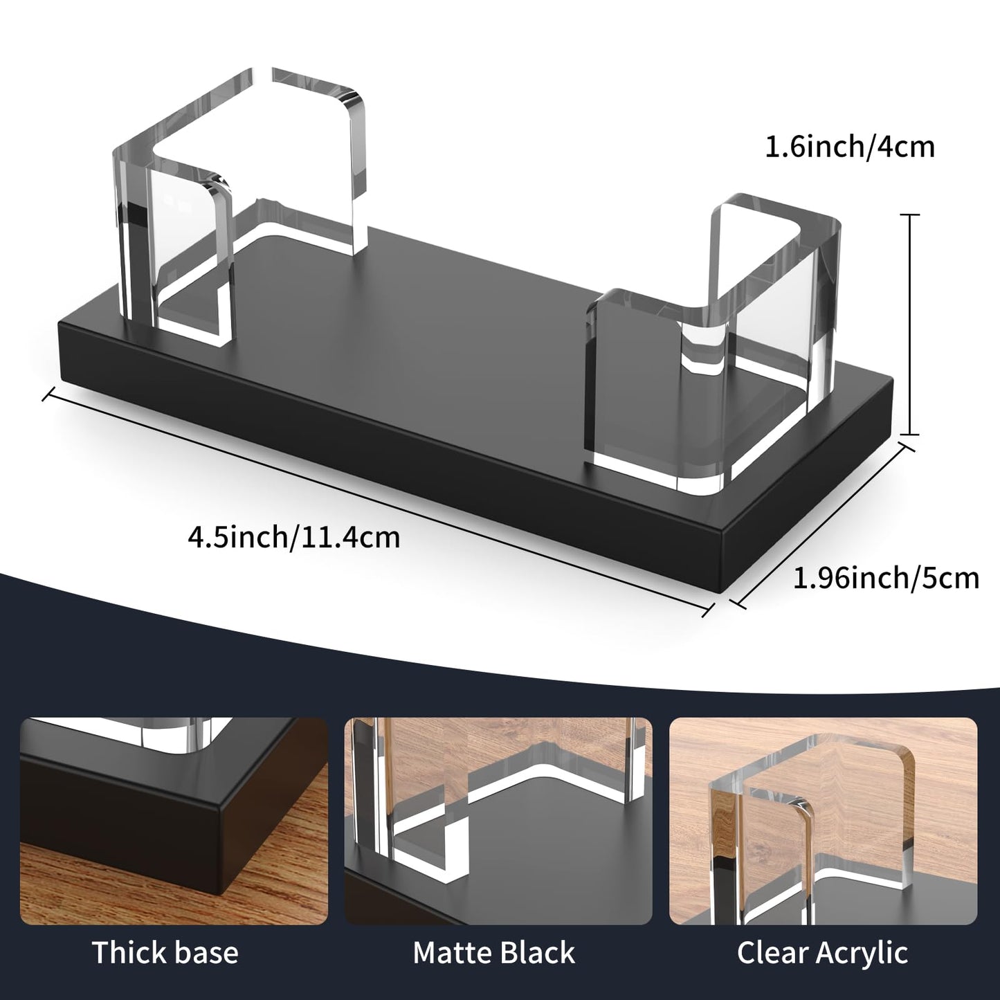 EMOMAS Acrylic Business Card Holder for Desk,Business Card Stand,Clear Business Card Display,Desk Business Card Holders,Business Card Display Stand,Acrylic Business Card Holder Display,Black 2 Pcs