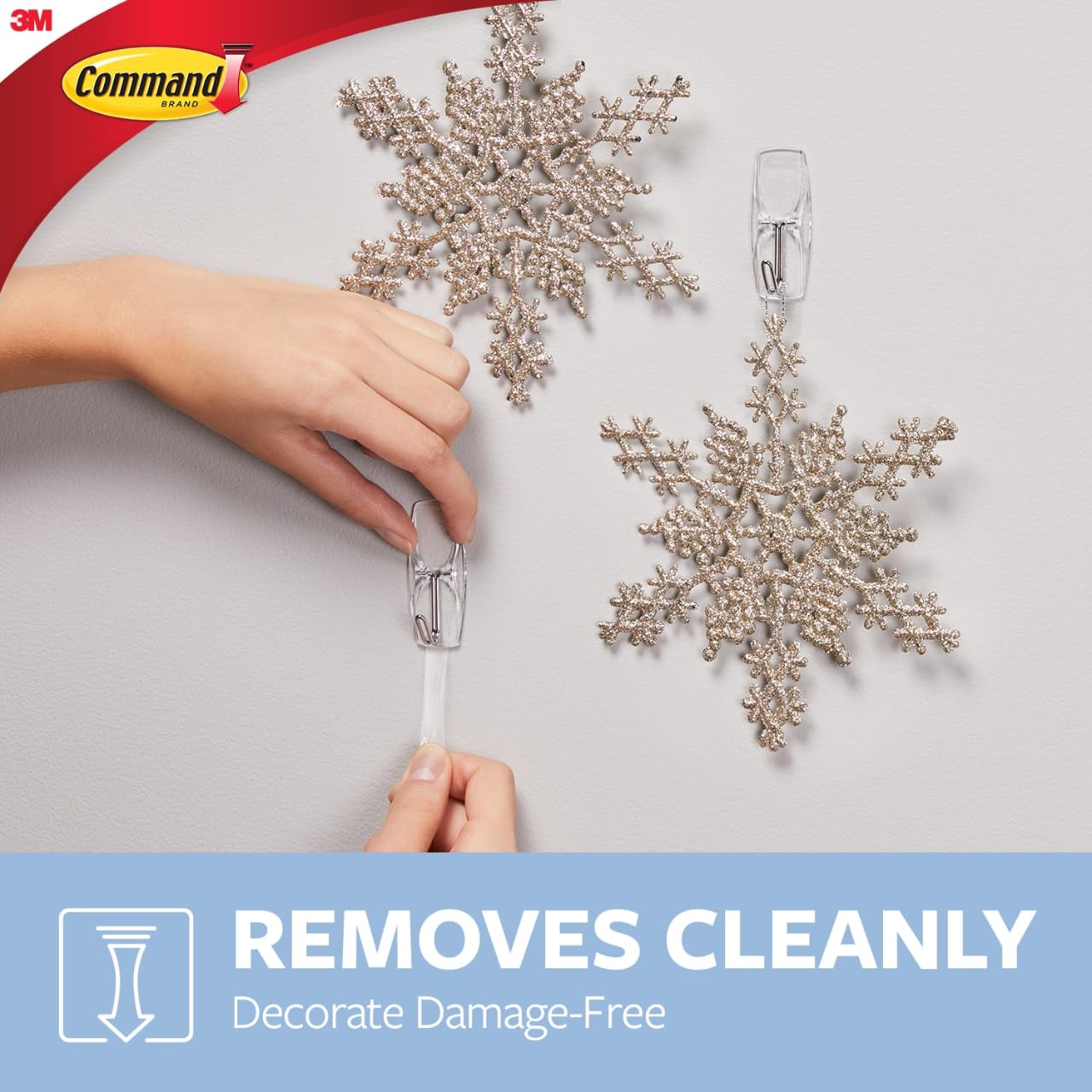 Command Medium Clear Wire Toggle Hooks,10 Wall Hook and 12 Strips, Damage-Free Hanging with Adhesive, Great for Hanging, Organization and Storage, Holds up to 2 lb