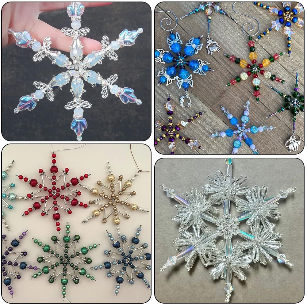 SUNNYCLUE 30Pcs Snowflake Wire Frames Snowflake Forms Bulk Silver Iron Christmas Decor Alloy Holiday Winter Xmas Bead Ornaments Wire for Making Party Decorations DIY Crafting Supplies Beading Project