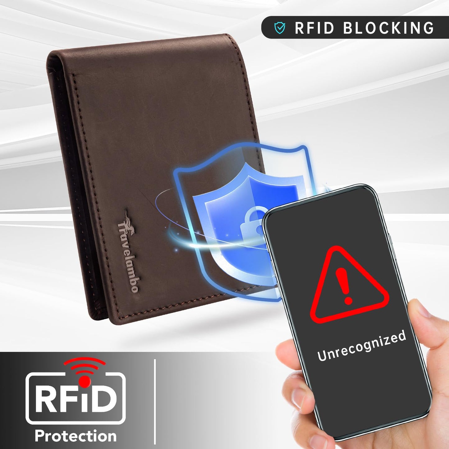 Travelambo Wallet for Men Real Leather Mens Bifold Wallet RFID Blocking - Thin & Stylish with ID Window in Gift Box (Crazy Horse, Brown)
