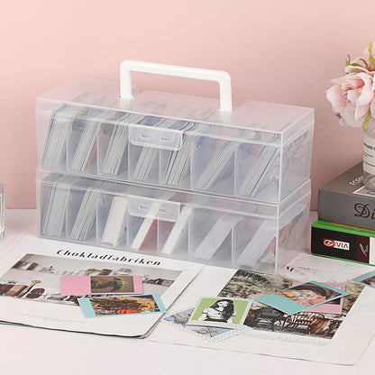 OwnMy 2 Plastic Trading Card Storage Boxes Clear Plastic Card Storage Cases with Dividers, Portable Baseball Cards Organizer Box for Football Sports MTG TCG Cards