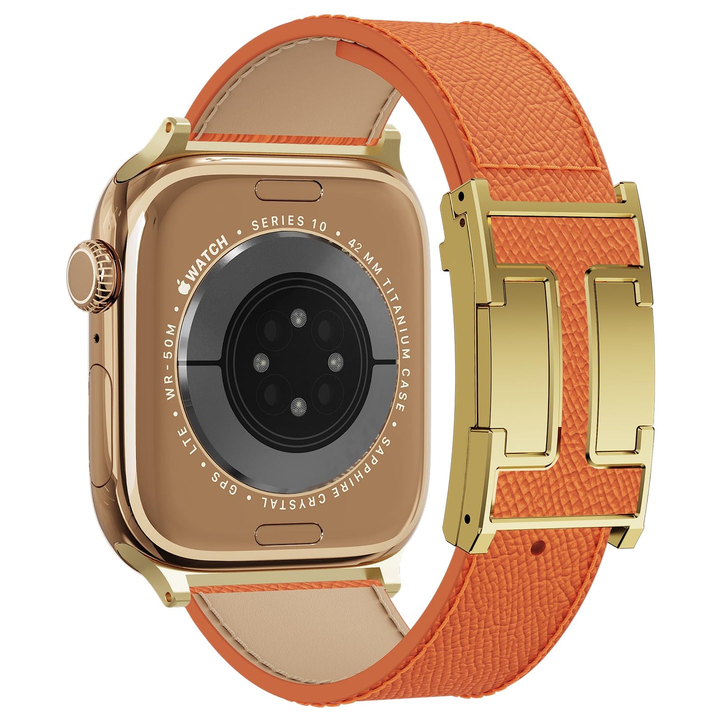 Designer Genuine Leather Band Compatible with Apple Watch Ultra/SE/Series 10/9/8/7/6/5/4/3/2/1 (49mm-38mm), Magnetic Buckle Replacement Strap for Men & Women