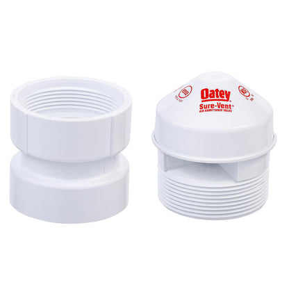 Oatey Sure-Vent 1-1/2 in.–2 in. 160 Branch, 24 Stack DFU Air Admittance Valve with White PVC Sch. 40 Adapter