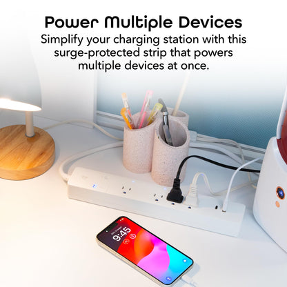 Geeni Smart Surge Protector 6-Outlet Power Strip – Wi-Fi Enabled with Voice Control (Alexa, Google Assistant), Surge Protection, 3ft Extension Cord, Remote Access