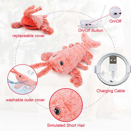 Mity rain Interactive Dog Toys - Wiggly Lobster for Small Medium Large Dogs, Moving Pet Toy to Keep Them Busy for Boredom, Floppy Smart Motion Activate Enrichment, Rechargeable
