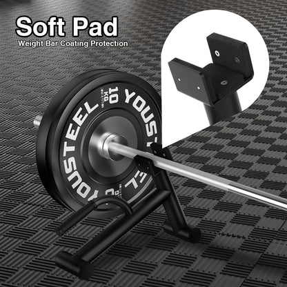 Tamisom Deadlift Jack Barbell Stand Upload 600lbs Deadlift Barbell Jack Bar Non-Slip Rubber Handle Suitable for Loading Unloading Weight Plates for Deadlift Exercise Weight Training (2)