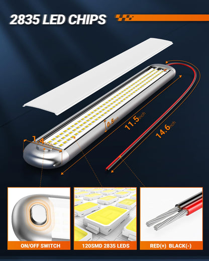SEALIGHT 12V LED Interior Light Bar, 1500LM, 8W, Aluminum, White, Pack of 4