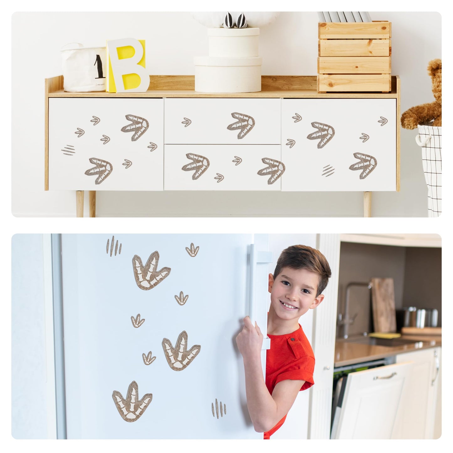 Glow in The Dark Dinosaur Footprints Wall Decals, Peel and Stick Cute Dino Track Stickers for Kids, Removable Dinosaur Wall Stickers for Baby Nursery Bedroom
