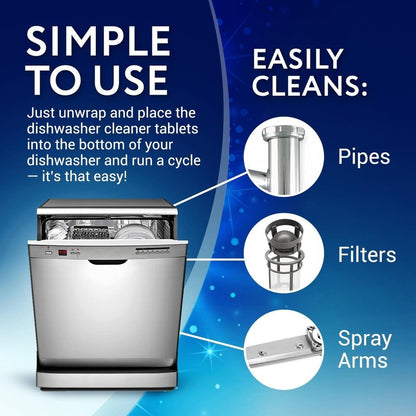 IMPRESA Dishwasher Cleaner & Deodorizer Tablets - 16 Count Appliance Cleaner for Limescale & Hard Water Stains - Spray Arm & Filter Deep Clean - Fresh Scent Cleaning Tablets
