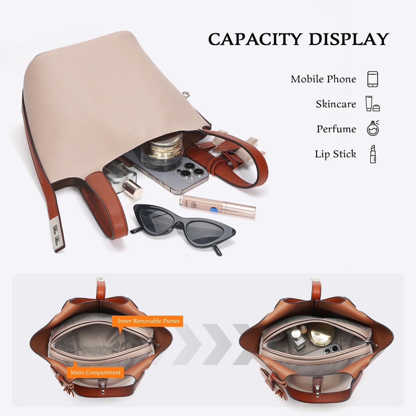 Tote Bag for Women Top Handle Handbag Satchel Bag for Women Vegan Leather Lock Design Bucket Purse for Work Evening