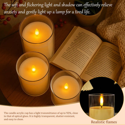 Eynshoo 3-Pack Rechargeable Flameless Candles with Remote & Timer, Flickering LED Candles for Living Room, Fireplace, TV Stand & Bedroom Night Light, Holiday Party Decor, Housewarming Gift (Yellow)